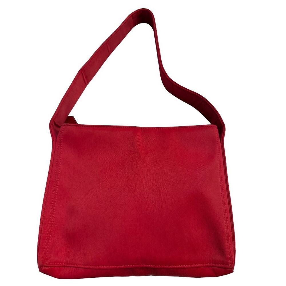 YVES SAINT LAURENT YSL Red Nylon Women's Shoulder Tote Bag Vintage Authentic COA